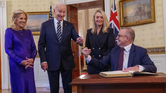 Jill and Joe Biden with Jodie Haydon and Anthony Albanese at the White House on Tuesday.