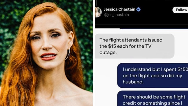 Jessica Chastain has deleted a series of tweets complaining about an airline's customer service.