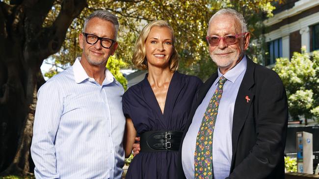 Greg Fisher, Sarah Murdoch and David Polson at the launch of Qtopia Sydney. Picture: Richard Dobson