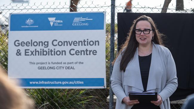 Regional Development Minister Harriet Shing in Geelong on Monday. Picture: Brad Fleet