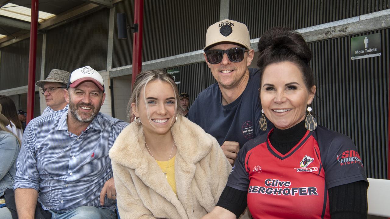 ( From left ) JP O'Kennedy, Maddy MacDonald, Tim Peters and Danelle McDougall. Brett Forte Super 10s Memorial Rugby Challenge. QPS vs The Army. Saturday, August 14, 2021. Picture: Nev Madsen.