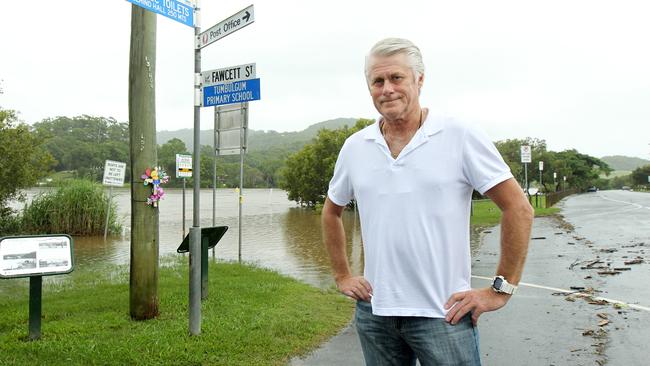 Tweed MP Geoff Provest at Tumbulgum during the recent floods. Picture: Mike Batterham.