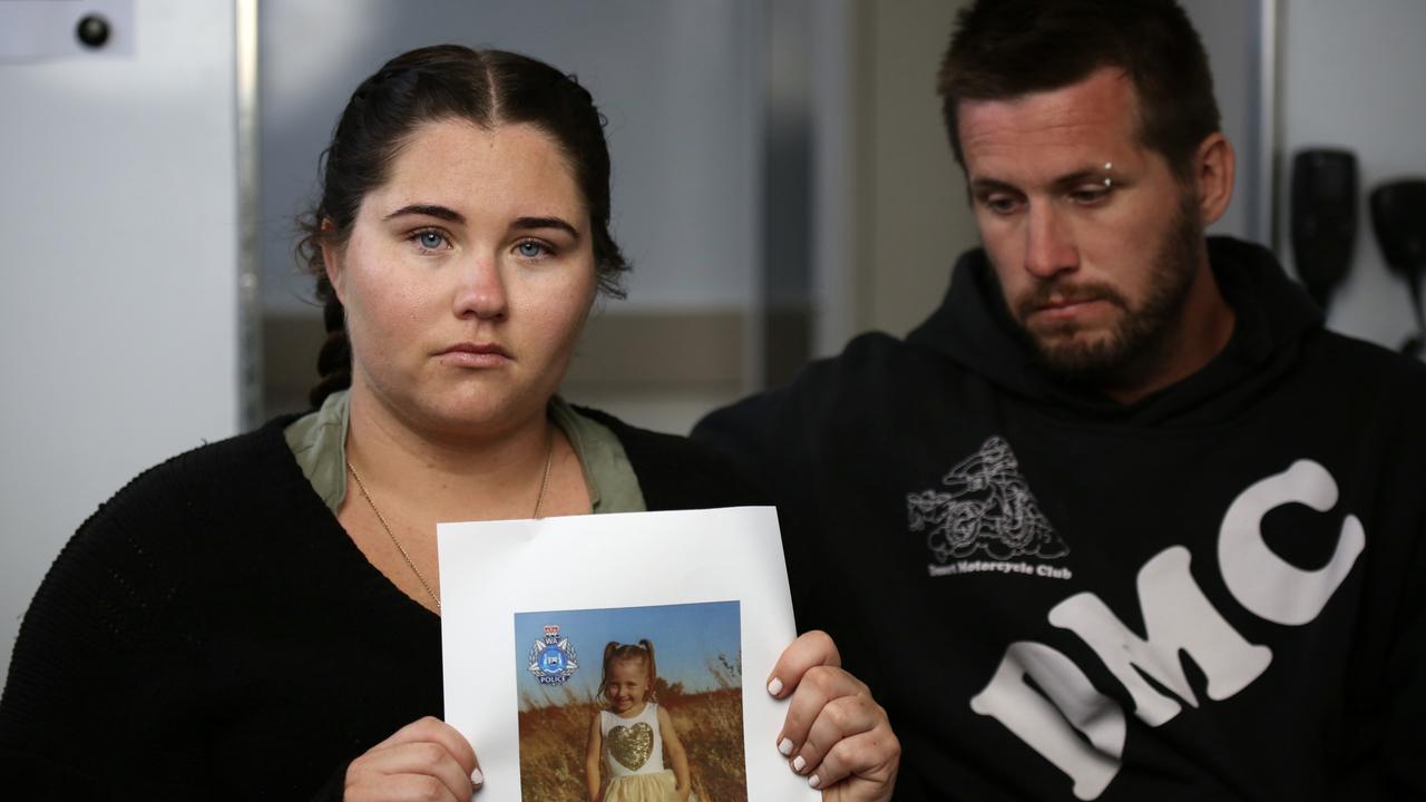 Cleo Smith’s mother Ellie Smith and her partner Jake Gliddon appeared emotional during their interview. Picture: ABC News