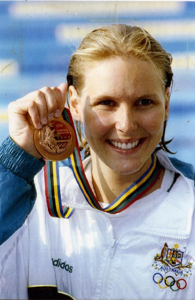 Susie O'Neill with her bronze medal won in the 200m butterfly event at the 1992 Olympic Games in Barcelona.