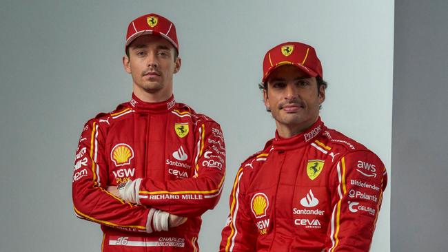 Charles Leclerc and Carlos Sainz will drive together for one last season. (Photo by Handout / FERRARI PRESS OFFICE / AFP)