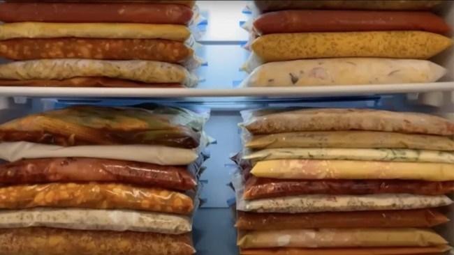 That's what 153 carefully-prepared freezer meals look like. Photo: YouTube