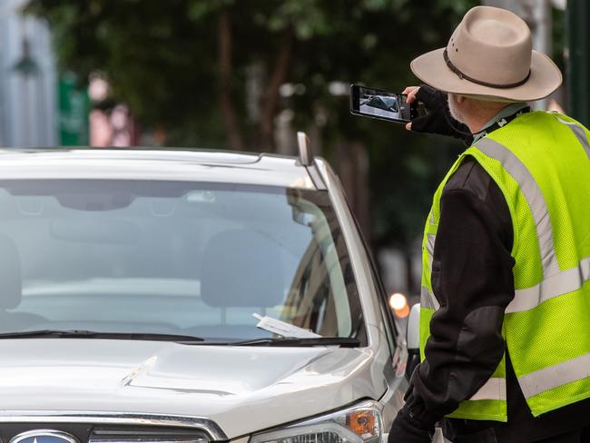 Queens street. City of Melbourne parking inspectors in the CBD. Picture: Jason Edwards