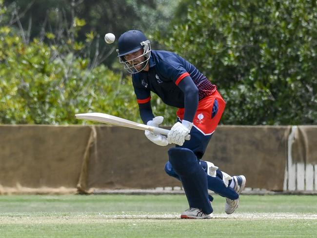 Kevin Chapman bats for Sth Qld. South Queensland Country vs North Queensland Country cricket. Picture: Nev Madsen.