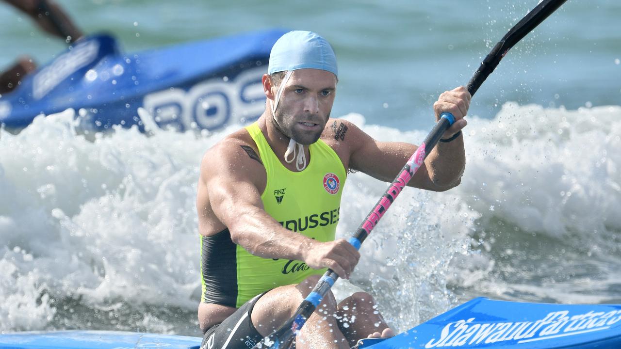 Manly ironman Kendrick Louis in action. Picture: SLSA.