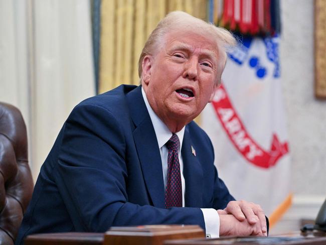 US President Donald Trump speaks to the media in the Oval Office last week. Picture: Roberto Schmidt (AFP)