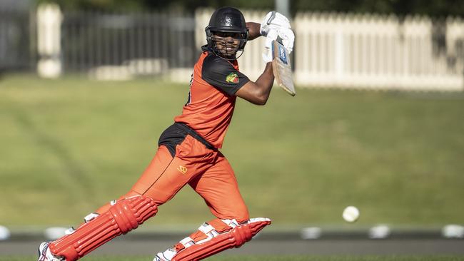 Nuwan Kavinda’s unbeaten 89 was not enough to stop University from crashing to a heavy defeat at the hands of North Hobart in the CTPL T20 grand final. Photograph Eddie Safarik