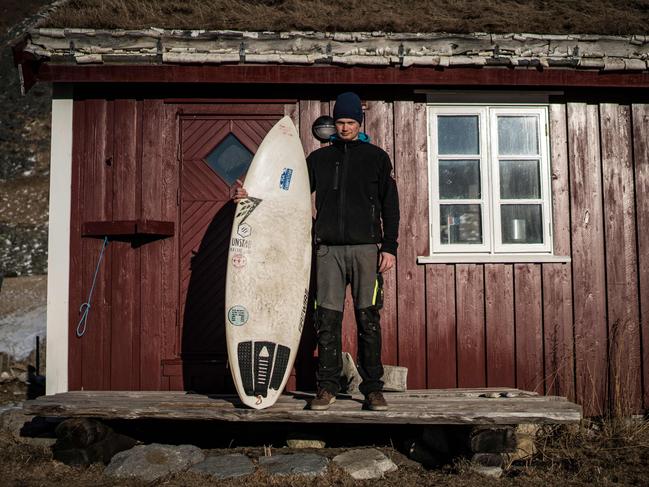Ole Kristian Fjelltun-Larsen, 34, a coffeeshop and B&B owner, poses on March 8, 2018, in Unstad, northern Norway, Lofoten islands, within Arctic Circle. Ole Kristian Fjelltun-Larsen, 34, coffeeshop B&B owner “Surfing to me is relaxing and good exercise. The weather doesn’t bother me that much. When it’s warm, it’s very different. Winter is more challenging, it’s like an extreme form of meditation, with an extreme contact with nature. In winter, you get very tired physically, the body uses a lot of energy to keep warm, but your head gets really relaxed, you forget about stuff, you calm down and big problems become smaller problems. The feeling when you’re done is really good. You rush to the beach in your car to get there, you drive too fast and when you home, you’re driving too slow”. Picture: AFP