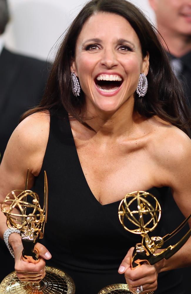 Vote one...Veep star Julia Louis-Dreyfus is again the hot favourite to take out the Emmy for best actress in a comedy series. Picture: Getty