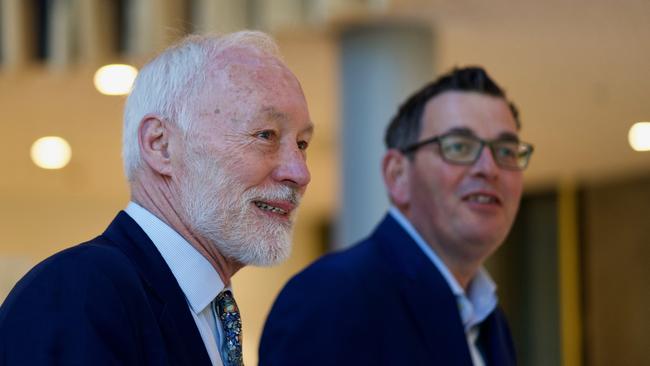 Patrick McGorry with Mr Andrews during a tour of the new Orygen National Youth Mental Health Centre in Melbourne in 2018. Picture: AAP