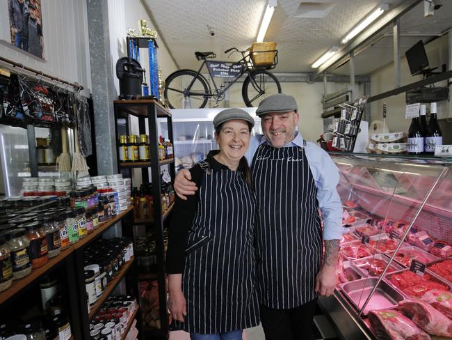 Ms Koutsantonis originally wanted to buy a coffee shop but Mr Dumbrell kept talking her out of it — so they settled on a butcher shop. Picture: Simon Baker