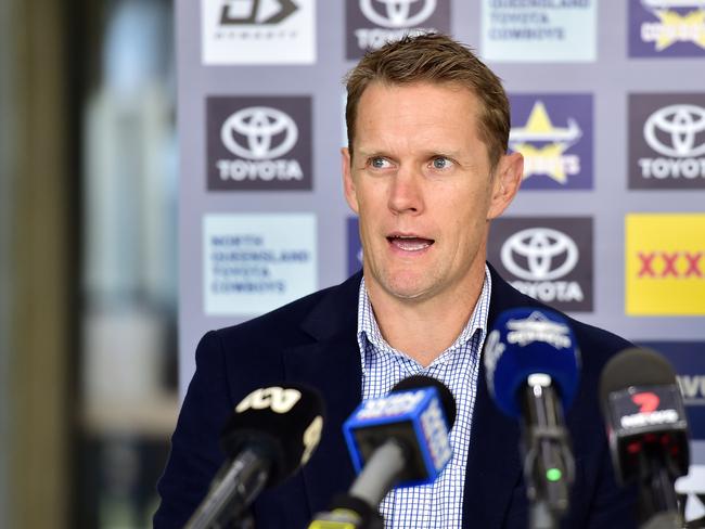 Cowboys head of Football Micheal Luck at the announcement of Cowboys co-captain Michael Morgan's retirement from NRL. Picture: Shae Beplate.