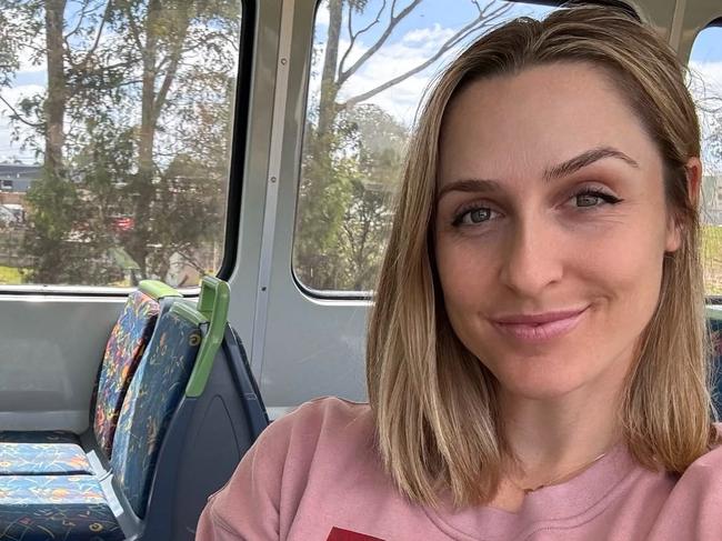 Gaby Dabrowski on a train in Melbourne