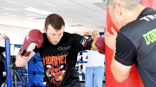 Jeff Horn trains at Dundee's Boxing and Fitness Gym in Brisbane in preparation for his rematch with Michael Zerafa. Picture: Getty Images