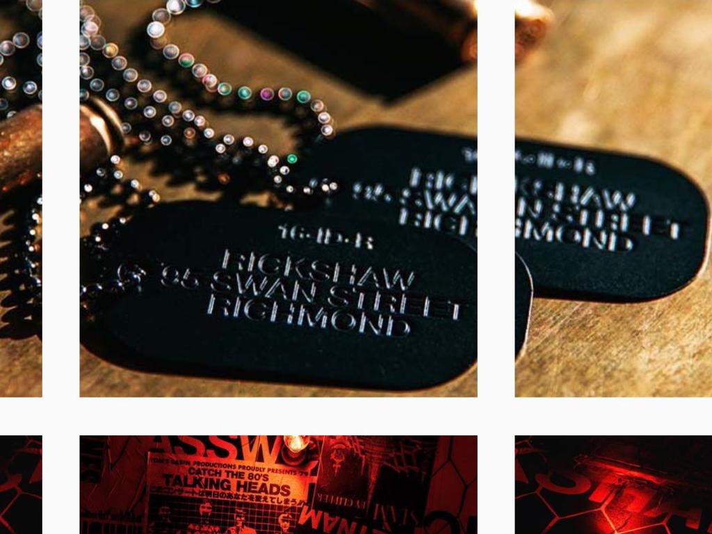 The dog tags feature the name of the bar as opposed to a soldier killed in the long-running Vietnam conflict. Picture: Instagram / Rickshaw Bar