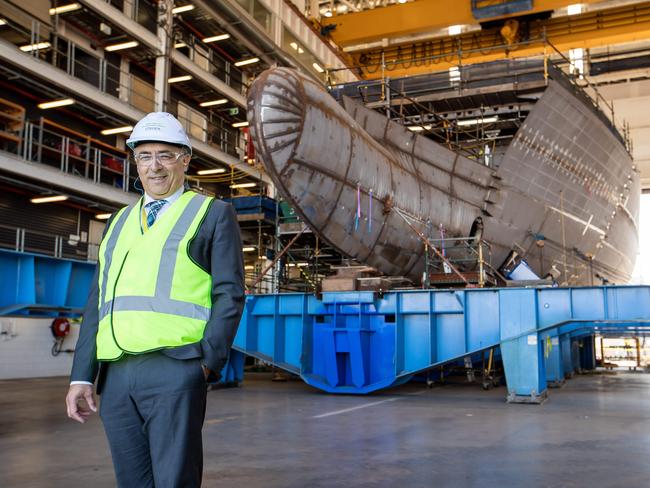 Osborne Naval Yard Visit. Jens Nielsen, Chief Executive Officer, Luerssen Australia with Arafura Class Offshore Patrol Vessel.