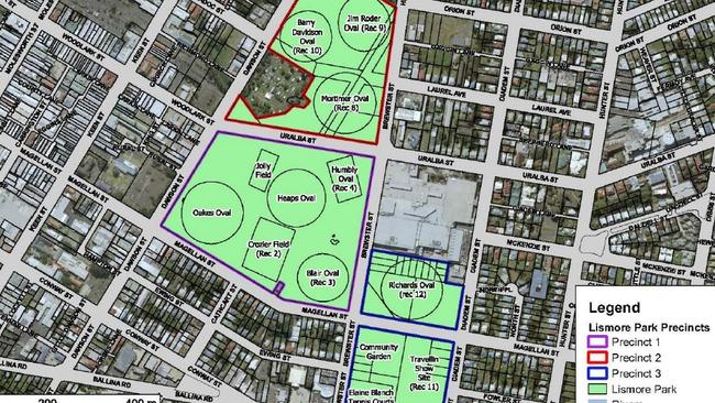 Maps showing the areas covered by the Lismore Park Plan.