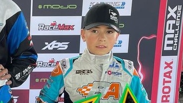 James Anagnostiadis after a win in the Rotax championship recently. Picture: Tom Williamson Motorsport.