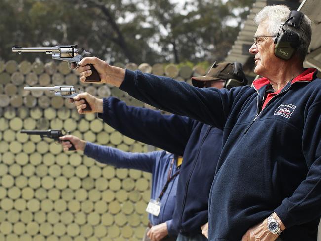 St Ives Pistol Club has been shooting stuff for over 50 years and a group of older members still use the old style revolvers that are hand tamped with black powder. Pictured is Kevin Sinnott with his revolver.