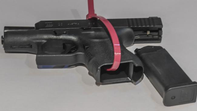 One of a series of firearms seized by police during a raid later linked to Operation Ironside. Picture: Roy Van Der Vegt.