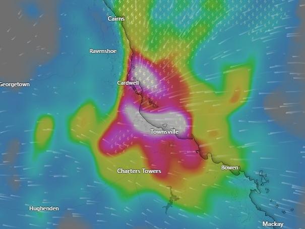 Some parts of North Queensland have seen more than a metre of rain over the past week. Picture: Windy