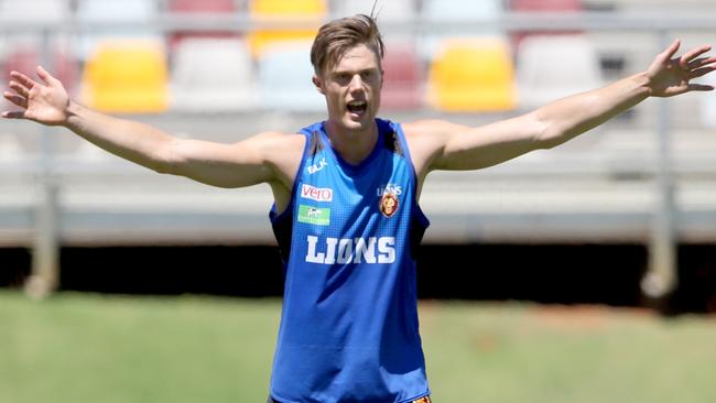 Josh Schache at Brisbane Lions training. Picture: Jono Searle