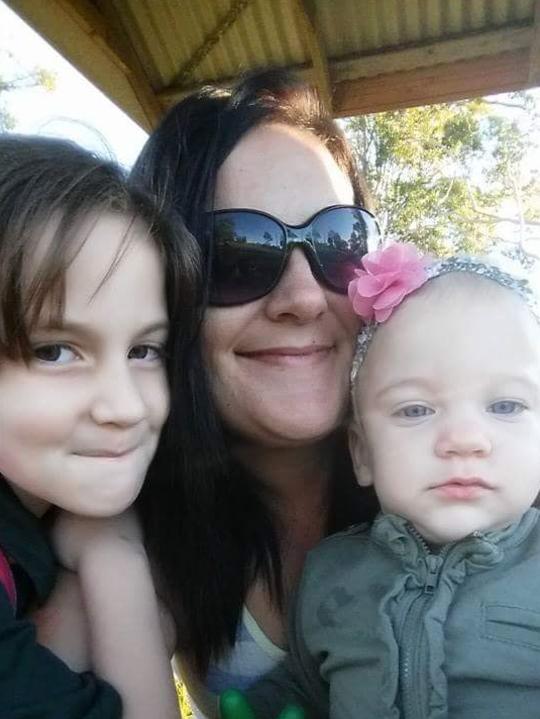 Vanessa Anne Carlson with her children Shayla, 7 and Maddison, 2, both seriously hurt in the crash. Picture: Facebook