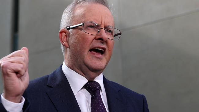 Anthony Albanese speaks to reporters. Picture: NCA NewsWire / Gary Ramage