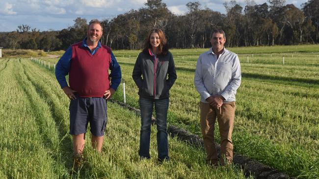 Granite Belt Growers' Association president Angus Ferrier with Apple and Grape young ambassador Jordan Cassidy and festival president Russell Wantling. Photo: Contributed