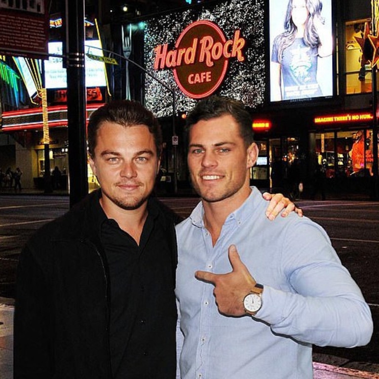 Star of The Bachelorette, Jackson Garlick, was embarrassingly caught Photoshopping himself into pictures with Leonardo DiCaprio. Picture: Instagram