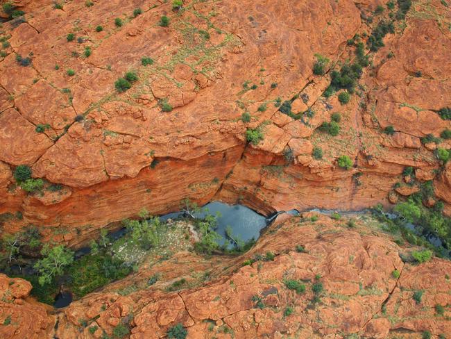 ESCAPE: Cover Story, Jan 20 -  Aerial view of Kings Canyon from a helicopter, Central Australia, Northern Territory. Picture: Tourism Australia