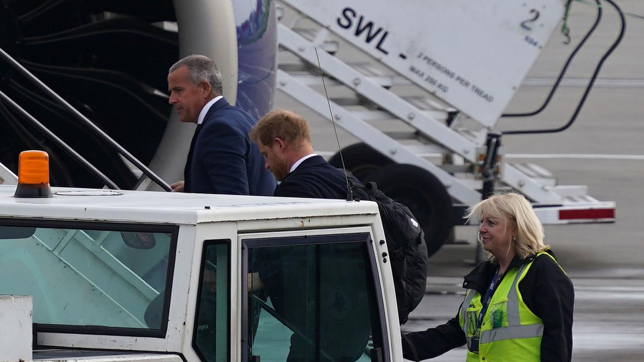 Prince Harry was seen leaving Scotland after the passing of his beloved grandmother, Queen Elizabeth, at Balmoral. Picture: Peter Summers/Getty Images