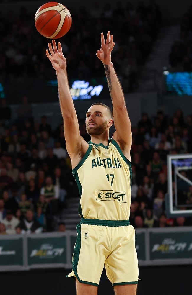 Jack McVeigh booked his ticket to Paris with some impressive work for the Boomers against China. Picture: Graham Denholm/Getty Images