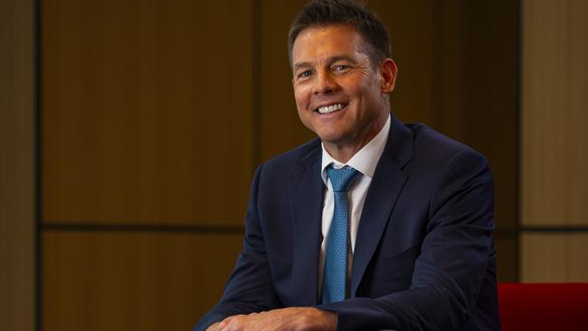 Ben Cousins at work as the morning news sports presenter at 7NEWS Perth. Photo: Ross Swanborough for The Australian.