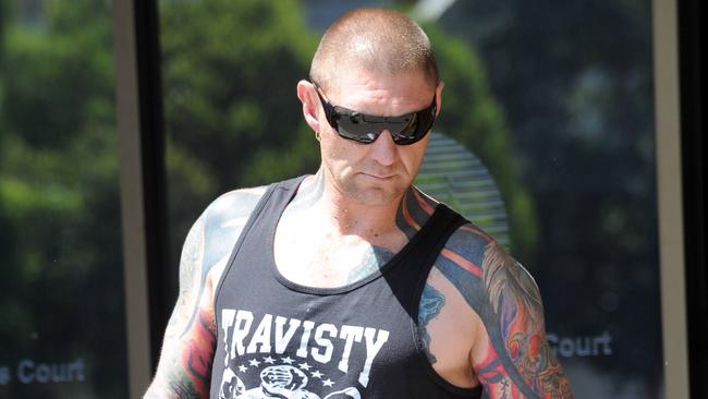 Former Finks bikie Mark Sandery outside Port Adelaide Magistrates Court during an earlier appearance.