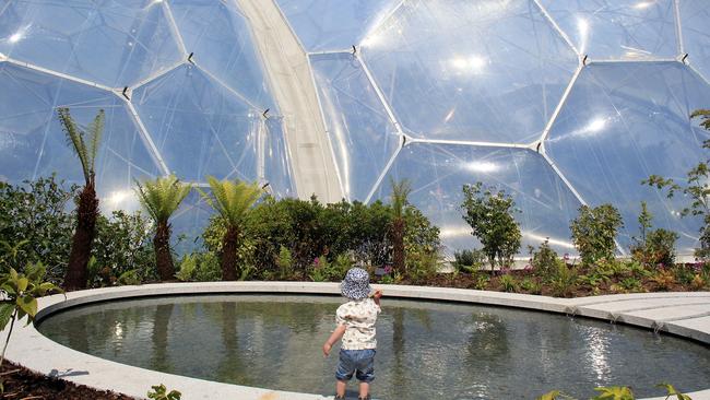 St Austell, England: A toddler explores the latest attraction 'The Sense of Memory Garden' at the Eden Project. Photo: Matt Cardy/Getty Images