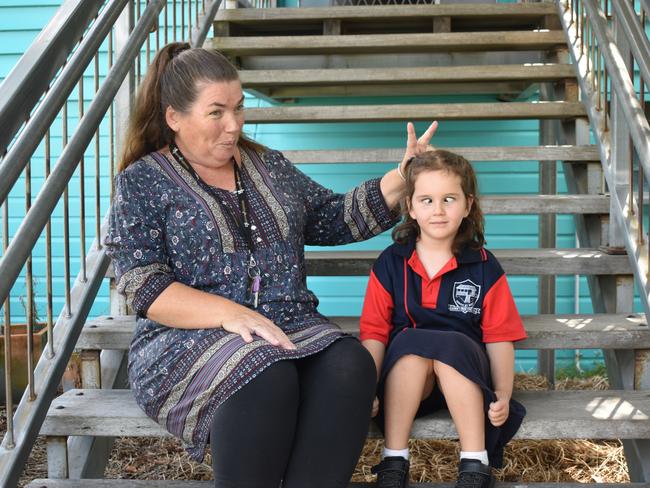 Murray's Bridge prep student Rose with Mrs Pickering (Photo: Michael Hudson/ Warwick Daily News)