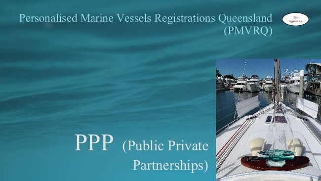 A proposal for personalised number plates on marine craft is being promoted by former Gold Coast City councillor Grant Pforr.