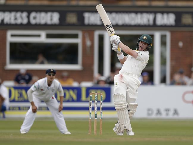 Marcus Harris raced to 52 no out on day one of the Tour Match between Derbyshire CCC and Australia. Picture: Ryan Pierse/Getty Images