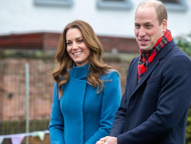 Prince William and Kate Middleton were all smiles upon arriving in Edinburgh. Picture: AFP