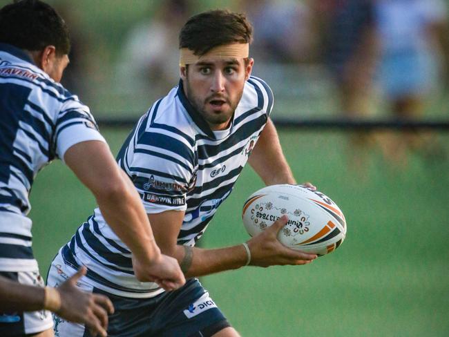 Mickael Becat scored two tries for Darwin Brothers against South Darwin. Picture: Glenn Campbell