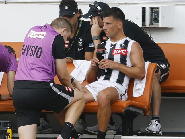 Daicos dealt with heavy cramp in the loss. Picture: Darrian Traynor/Getty Images