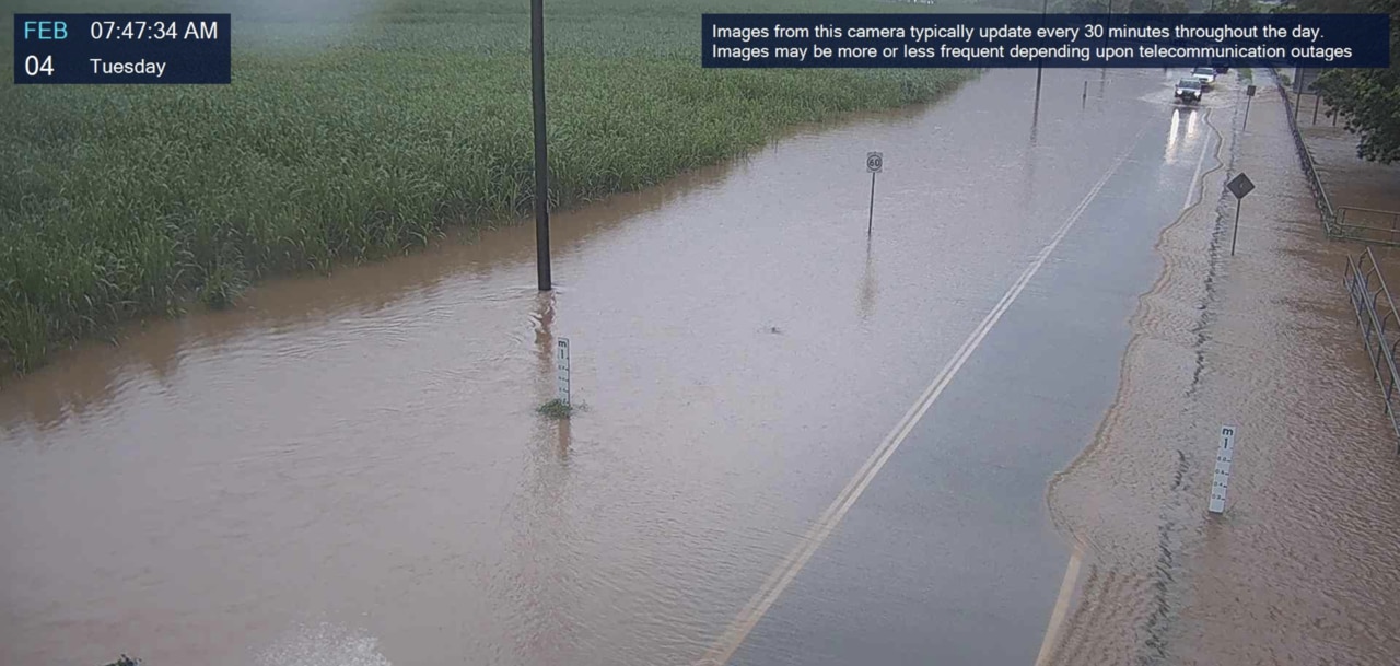 Roads are barley visible on Tuesday morning with huge amounts of rain being dumped on Cairns and surround regions. Picture: Supplied.