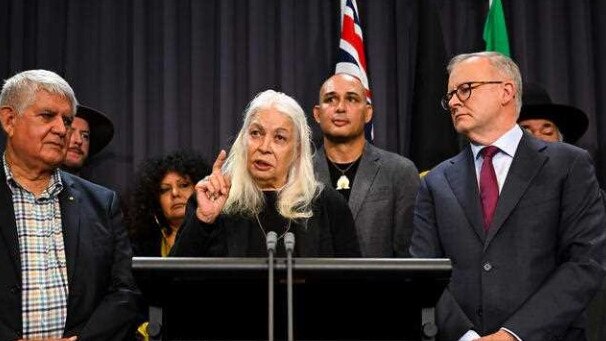 Langton at the press conference on March 23 after Prime Minister Anthony Albanese announced the referendum wording.