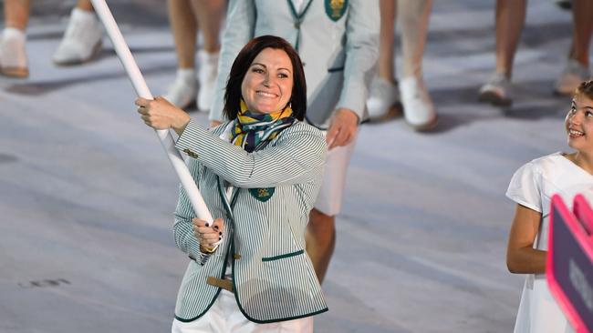 Anna Meares was Australia’s flagbearer for the Rio opening ceremony