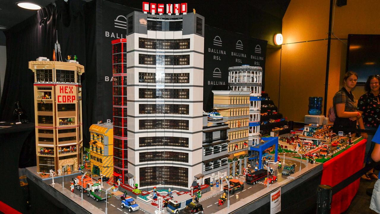 Lego city dioramas on display at the Ballina Brick Event inside the Ballina RSL Club 15-16 April, 2023.